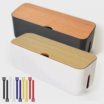 Stijlvolle Kabel Organizer Box met Houten Deksel - Bureau &, Verzenden, Nieuw