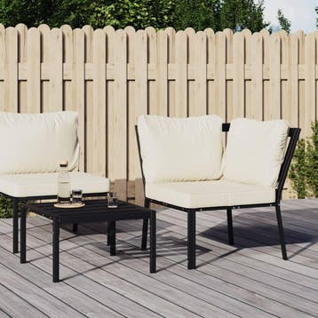 vidaXL Tuinstoel met zandkleurige kussens 76x76x79 cm staal, Tuin en Terras, Verzenden, Nieuw, Rvs