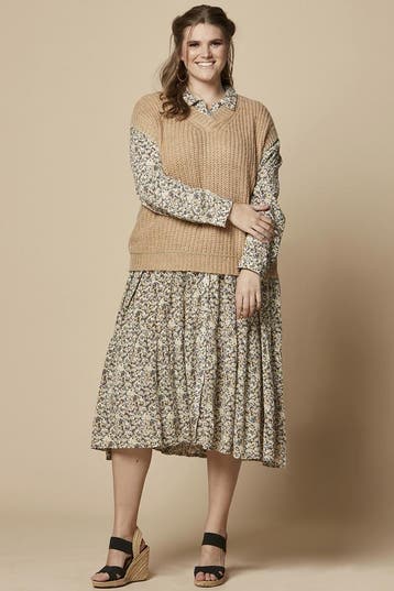 Jurk Mossy Zhenzi ruche stroken Maat:, Kleding | Dames, Verzenden, Nieuw, Overige kleuren