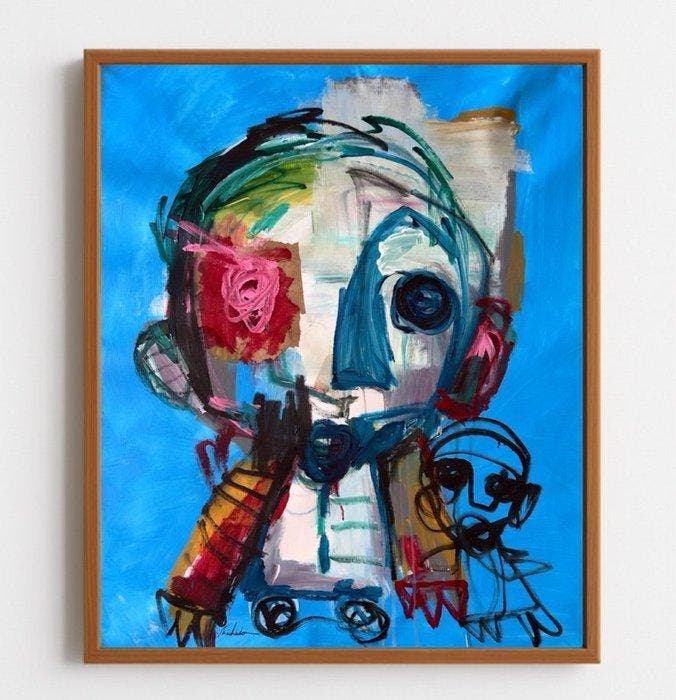 Matias Machado - Oeils rougeâtres, Antiek en Kunst, Kunst | Schilderijen | Modern
