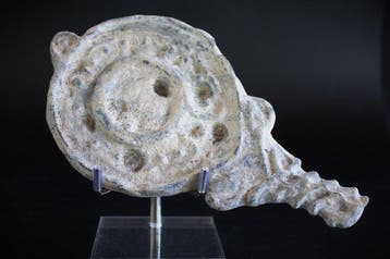 Oud-Romeins Lood Funeraalspiegel van een Romeinse vrouw,