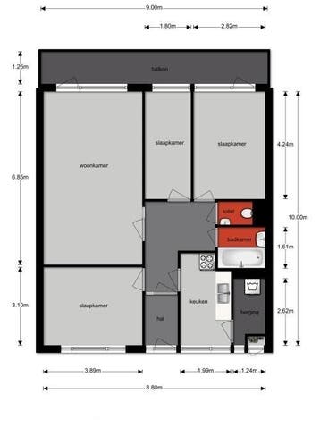 Te Huur 4 Kamer Appartement de Koppele In Eindhoven, Huizen en Kamers, Huizen te huur, Noord-Brabant, Direct bij eigenaar, Eindhoven