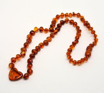 Barnsteen - Natuurlijke Baltische amber - Hartvorm - 38 cm -