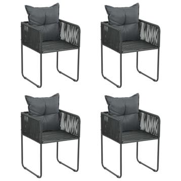 Lounge tuinstoelen 4-delig zwart - 72% voordeel - outlet, Ophalen of Verzenden, Gebruikt, Wicker