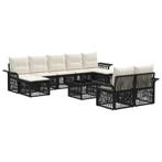 vidaXL Tuinbankenset 10 pcs Zwart poly rattan, Verzenden, Nieuw, Meer dan 8 zitplaatsen