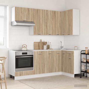vidaXL Keukenblok LYON 8 st Sonoma Eiken Bewerkt hout, Verzenden, Nieuw, Bruin