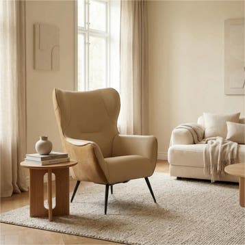Leren fauteuil Flair Duo - Kenia Walnut en Toledo Kalahari, Eigentijds, Modern, Retro, Romantisch, Nieuw, Ophalen of Verzenden