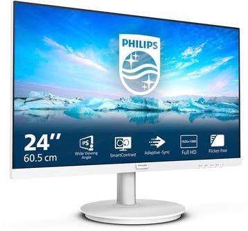 PHILIPS V-LINE 241V8AW/00 24 INCH IPS WIT MONITOR, Ophalen of Verzenden, Zo goed als nieuw, PHILIPS