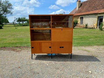 Kast - Hout, Glas, Metaal, Eik - Meubel RenéJean Caillette