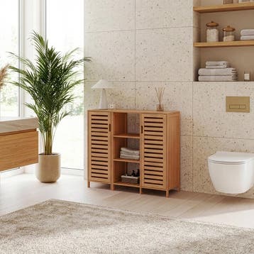 Dressoir Hakseri bamboe 87x99x33 cm naturel [en.casa], Verzenden, Nieuw
