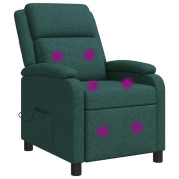 vidaXL Massage Recliner Donkergroen Stof, Verzenden, Nieuw
