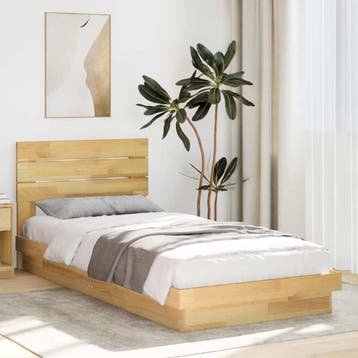 vidaXL Bedframe hoofdeinde zonder matras 75x190 cm massief, Eenpersoons, Bruin, Verzenden, Nieuw