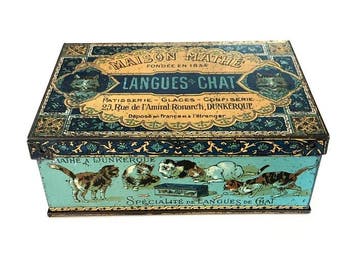 Art Nouveau koekjesdoos “Langues de Chats” Maison Mathé