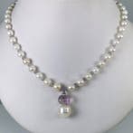 Halsketting Zilver Parel - Parel - Akoya-SSP 5x12MM Fluoriet, Sieraden, Tassen en Uiterlijk, Kettingen, Nieuw