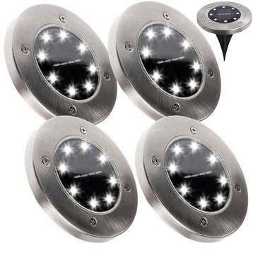 Solar 8 LED grondspot - 0,8 Watt - koud wit - schemersensor, Ophalen of Verzenden, Nieuw
