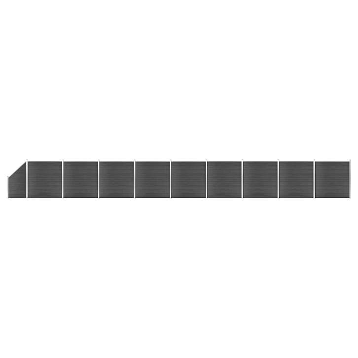 vidaXL Schuttingpanelenset 1657x(105-186) cm HKC zwart, Tuin en Terras, Schuttingen, Nieuw, Kunststof, 1 tot 2 meter, Verzenden