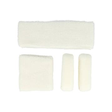 Haarband Sport 5cm - Zweetbandje & Haarelastiek - Wit - Set, Nieuw