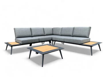 Loungeset / Hoekset Bergamo Antraciet met koffietafel, Ophalen of Verzenden, Nieuw, 5 zitplaatsen