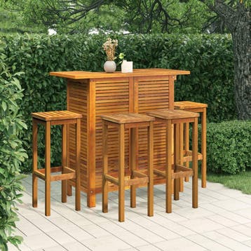 vidaXL 5-delige Tuinbarset massief acaciahout, Tuin en Terras, Tuinsets en Loungesets, Verzenden, Nieuw, Hardhout, 4 zitplaatsen