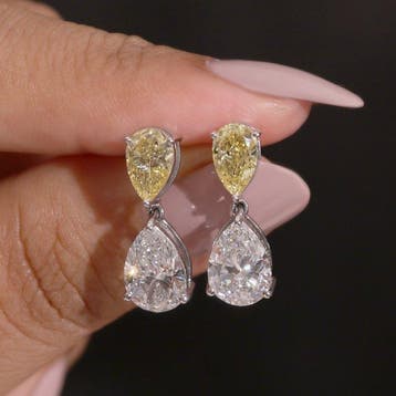 Oorstekers - 14 karaat Witgoud - 4.51ct. tw. Diamant