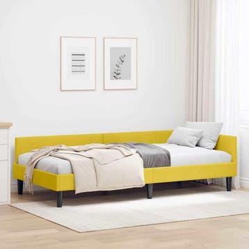 vidaXL Hoekbedframe Geel 100 x 200 cm Fluweel, Huis en Inrichting, Verzenden, Nieuw, Eenpersoons, Stof