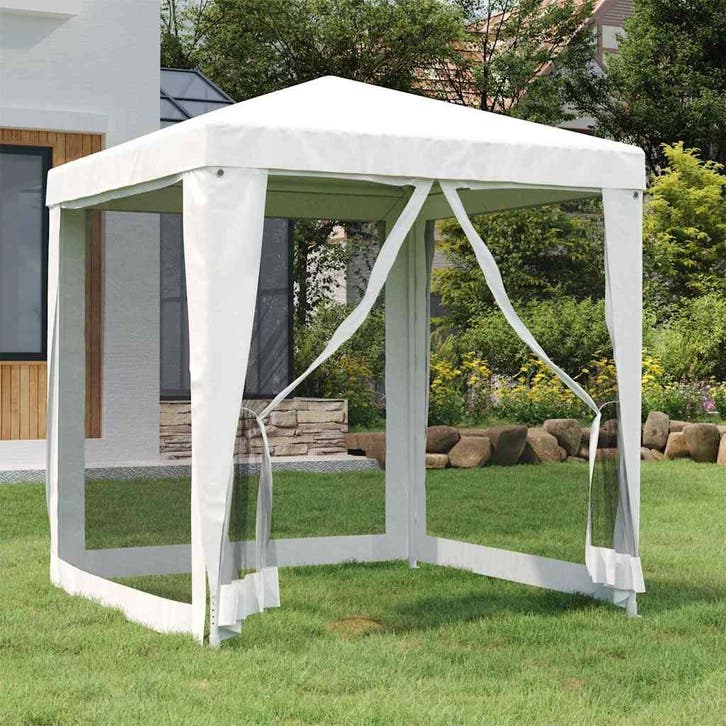 vidaXL Partytent met 4 mesh zijwanden 2x2 m wit, Tuin en Terras, Partytenten, Partytent, Nieuw, Verzenden