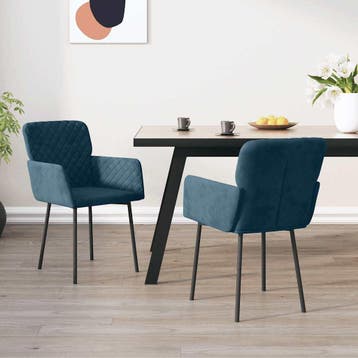 vidaXL Eetkamerstoelen 2 st fluweel blauw, Huis en Inrichting, Stoelen, Verzenden, Nieuw, Blauw