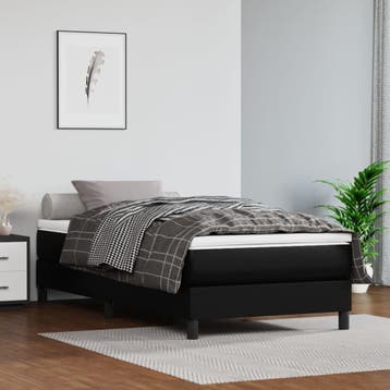 vidaXL Boxspring bed kunstleer zwart 80x200 cm, Overige materialen, Eenpersoons, Verzenden, Zwart