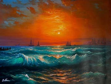 Mauro Seltri (1959) - Mare di vetro sotto il fuoco