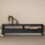 Tv-meubel Mangohout Britt 220 Zwart, Verzenden, Nieuw, Overige houtsoorten, Industriële meubels