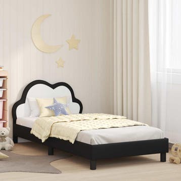 vidaXL Bedframe voor kinderen met hoofdbord Zwart 90 x 190, Verzenden, Nieuw, Zwart