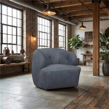 Leren draaifauteuil Cloud - Kenia Denim (blauw), Bohemian, Eigentijds, Klassiek, Modern, Retro, Romantisch, Scandinavisch, Vintage