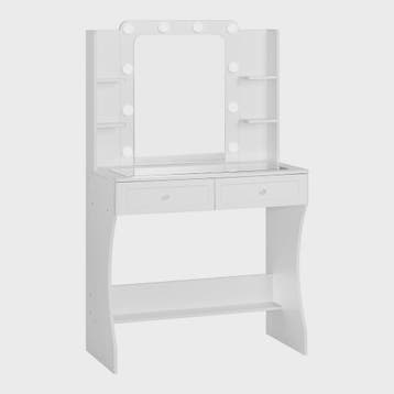 Witte Kaptafel met Verstelbare 3-Kleur Verlichting en Glazen, Verzenden, Nieuw