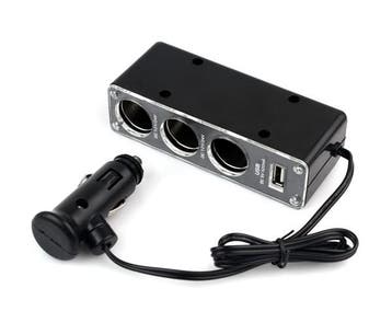 12 Volt Splitter Triple Met 1x USB - Zilver, Ophalen of Verzenden, Nieuw
