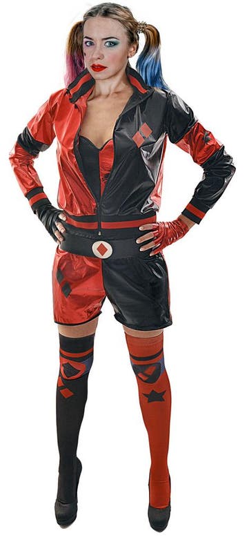 Harley Quinn kostuum volwassen rood/zwart, Ophalen of Verzenden, Nieuw