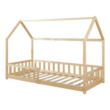 Kinderbed Hesel huisbed met uitvalbeveiliging 90x200 cm hout, Verzenden, Nieuw
