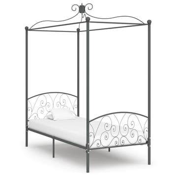 vidaXL Hemelbedframe metaal grijs 90x200 cm, Huis en Inrichting, 90 cm, Eenpersoons, Verzenden, Nieuw