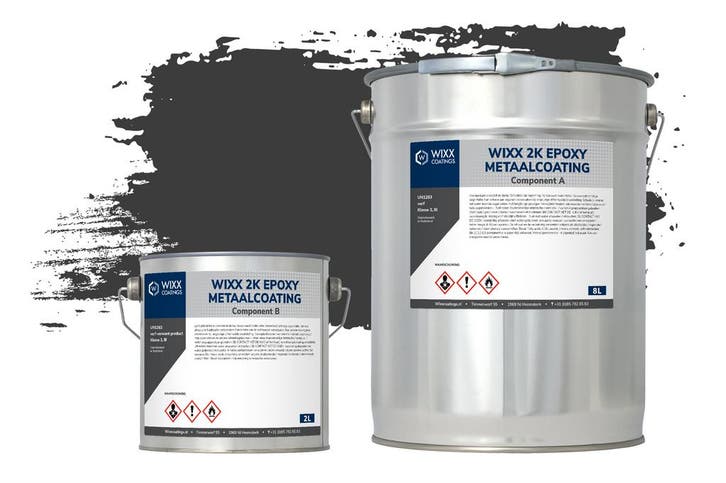 Wixx 2K Epoxy Metaalcoating RAL 9005 | Gitzwart 10L, Doe-het-zelf en Verbouw, Verf, Beits en Lak, Verf, Zwart, Nieuw, 5 tot 10 liter