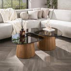 *WOONWINKEL* Driehoekige Salontafelset Met Rookglas, Huis en Inrichting, Tafels | Salontafels, Verzenden, Nieuw