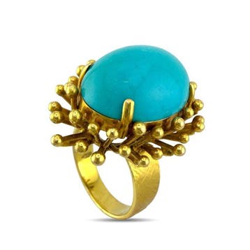 Ring - 14 karaat Exclusieve 14k geelgouden ring met, Nieuw