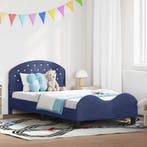 vidaXL Bedframe voor kinderen met hoofdbord Politieblauw 90, Verzenden, Nieuw, Blauw, Stof