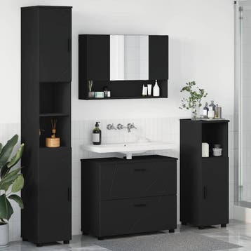 vidaXL Badkamermeubelset 4 st Zwart 35 x 30 x 192 cm, Verzenden, Nieuw, Overige typen