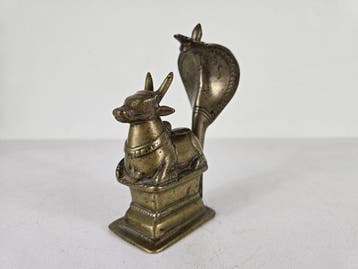 Beeld, Naga Nandi Altaarstuk - 13.4 cm - Brons
