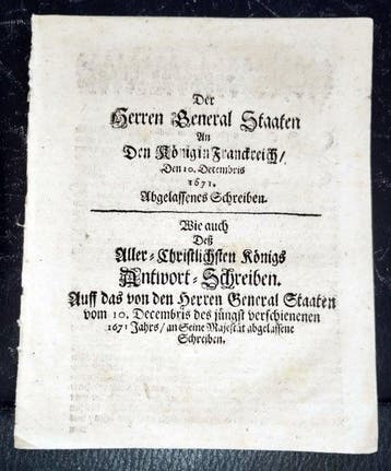 Der Herren General Staaten An Den König in Franckreich -