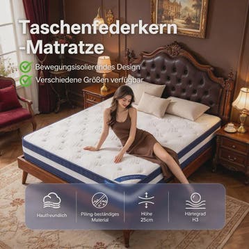 7-Zone Pocket Spring Hybride Matras 25cm Dik - Ademend & Bew, Huis en Inrichting, Verzenden, Nieuw
