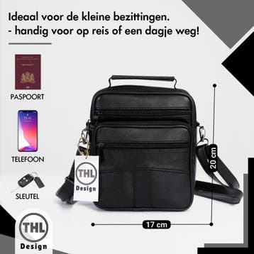 THL Design  Kleine Leren Schoudertas voor Heren en Dames, Overige merken, Verzenden, Zwart, Nieuw