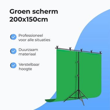 2dekans | Luft Green screen set - 200x150 doek - Fotografie, Ophalen of Verzenden, Zo goed als nieuw