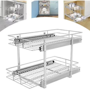 Uittrekbaar Keukenrek 2 Lagen – Verstelbaar Metaal 34x55 cm, Verzenden, Nieuw