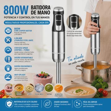 800W Staafmixer met Variabele Snelheid en Turbo Functie - Ro, Verzenden, Nieuw