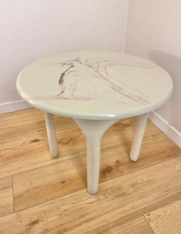 Roze Marmorino vintage Italiaans design bijzettafel, Ophalen of Verzenden